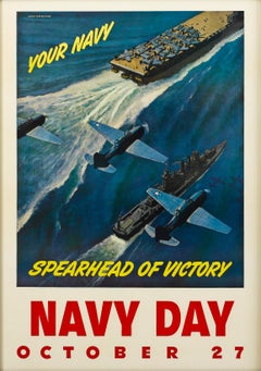 "Navy Day / October 27" Vintage WWII Poster by John Falter, circa 1940s
