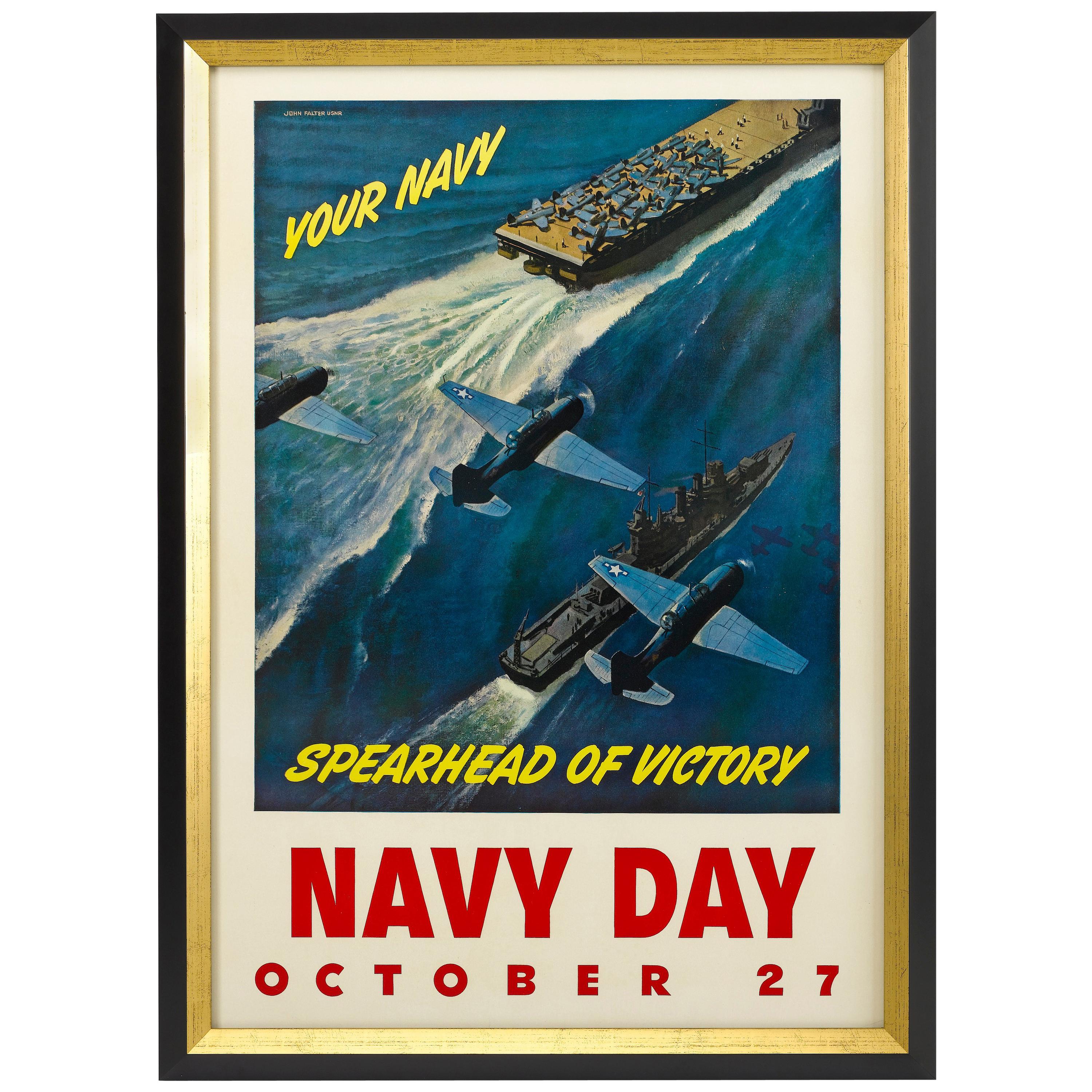"Navy Day / October 27" Vintage WWII Poster by John Falter, circa 1940s