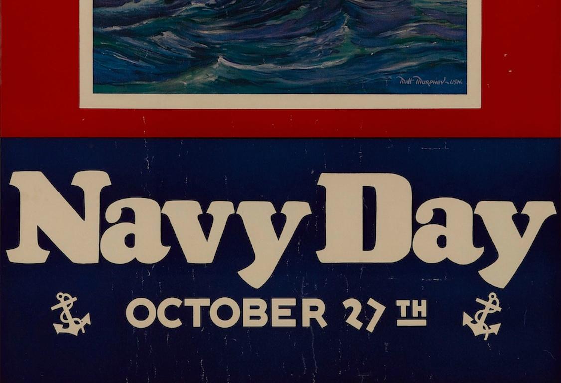 Américain Affiche vintage de la marine américaine du 27 octobre 1940 « Navy Day » ( Journée du 27 octobre) par Matt Murphey en vente