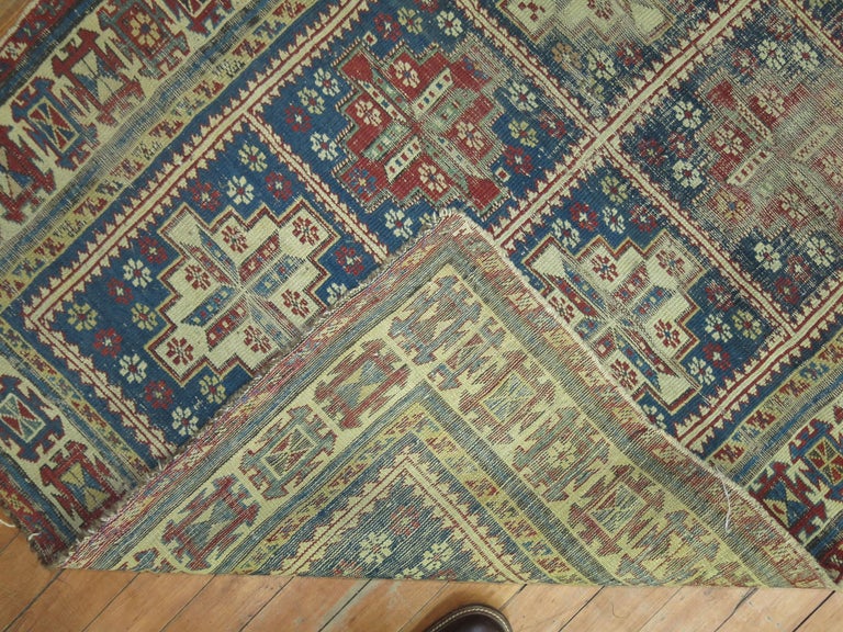 Navy Distressed Antique Caucasian Rug at 1stDibs