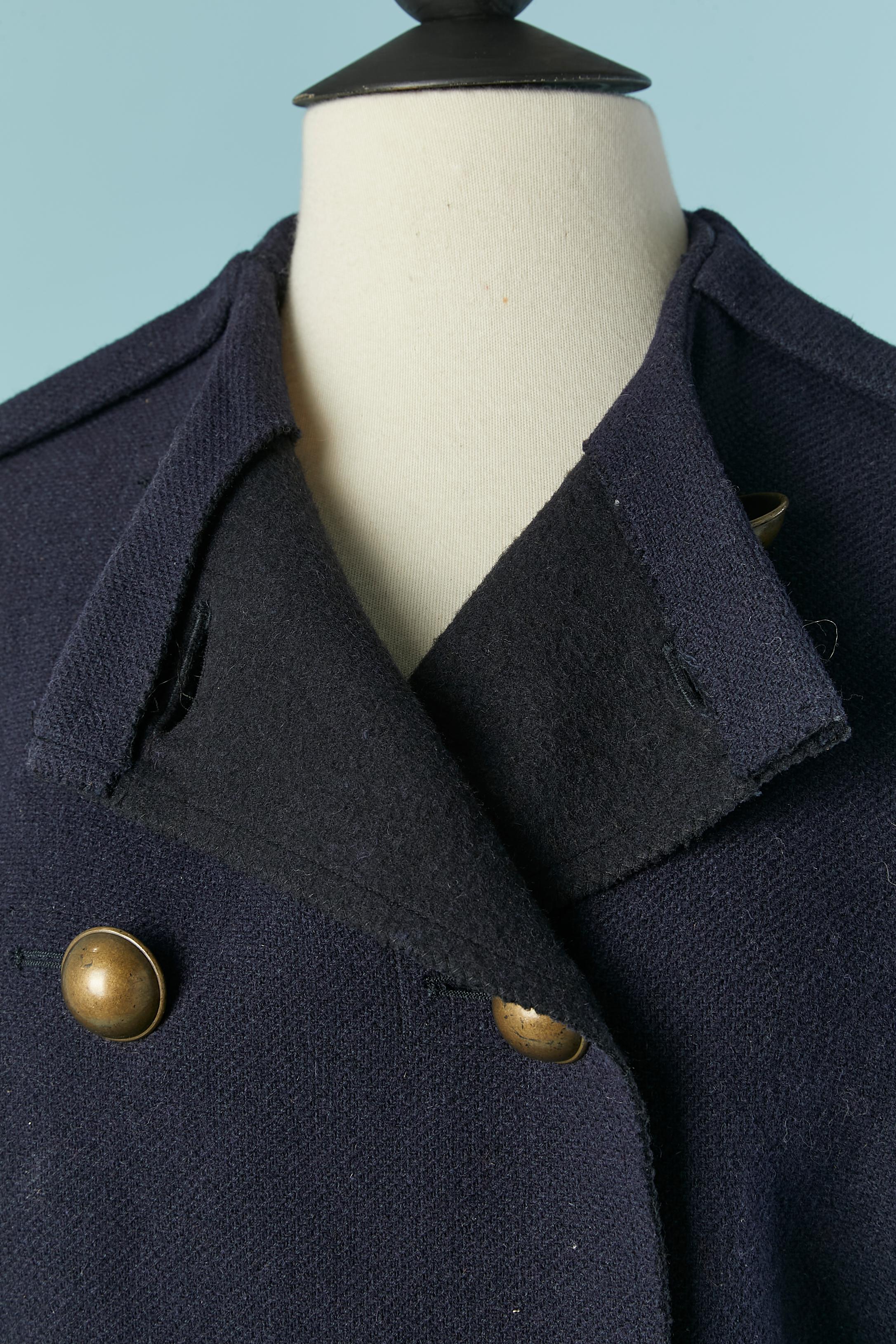 Black Navy double-breasted coat Lanvin by Alber Elbaz W 2010 For Sale