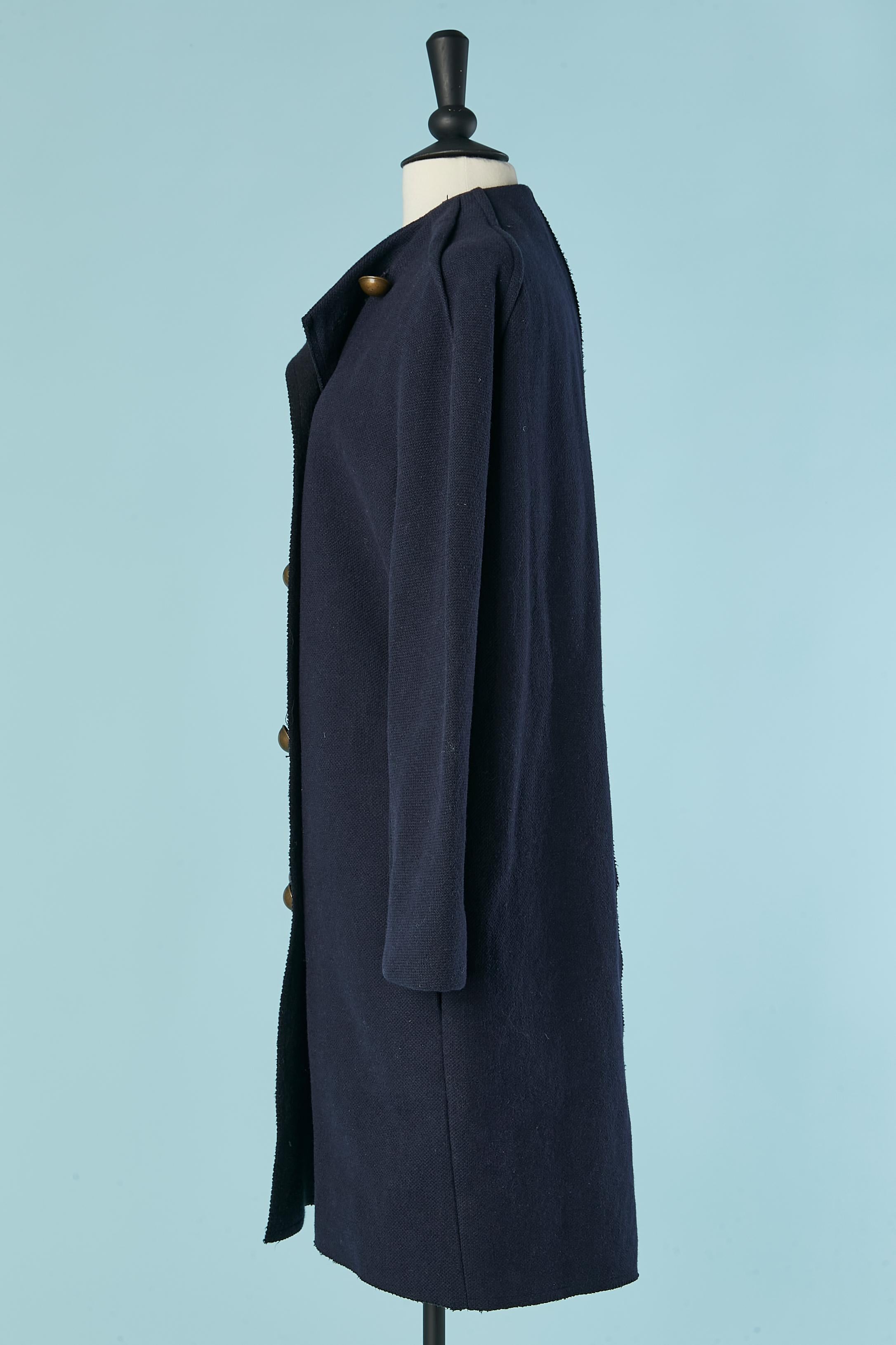 Women's Navy double-breasted coat Lanvin by Alber Elbaz W 2010 For Sale