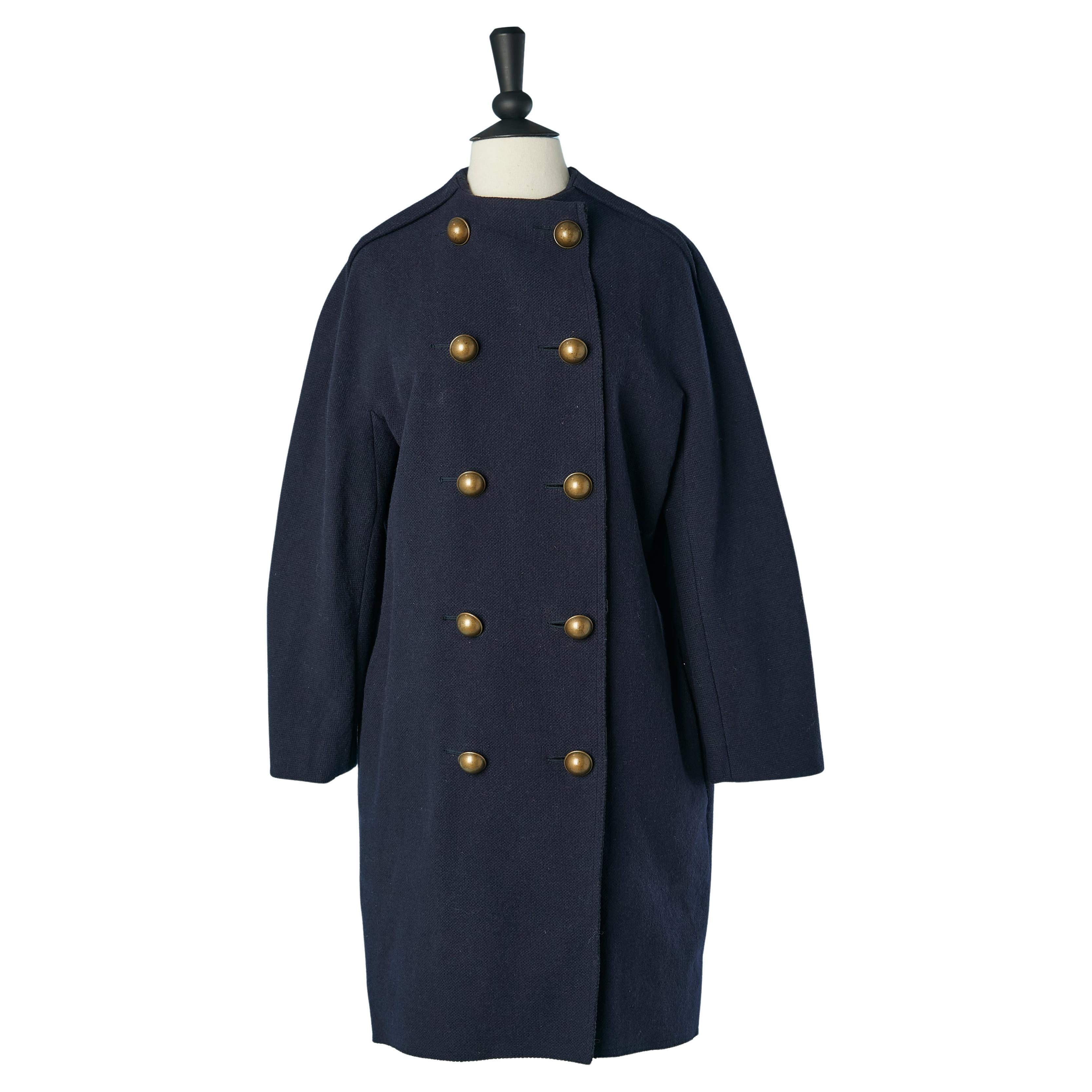 Navy double-breasted coat Lanvin by Alber Elbaz W 2010 For Sale