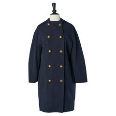 Abrigo azul marino de doble botonadura Lanvin by Alber Elbaz W 2010