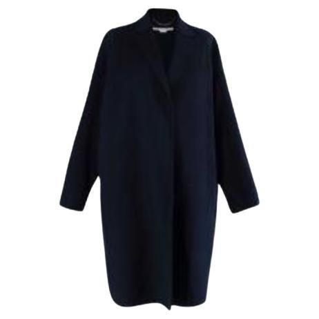 Navy double faced wool cocoon coat For 