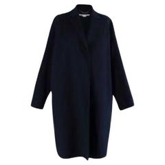 Navy double faced wool cocoon coat