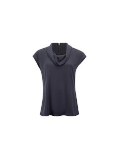 Top navy con collo a strati taglia S