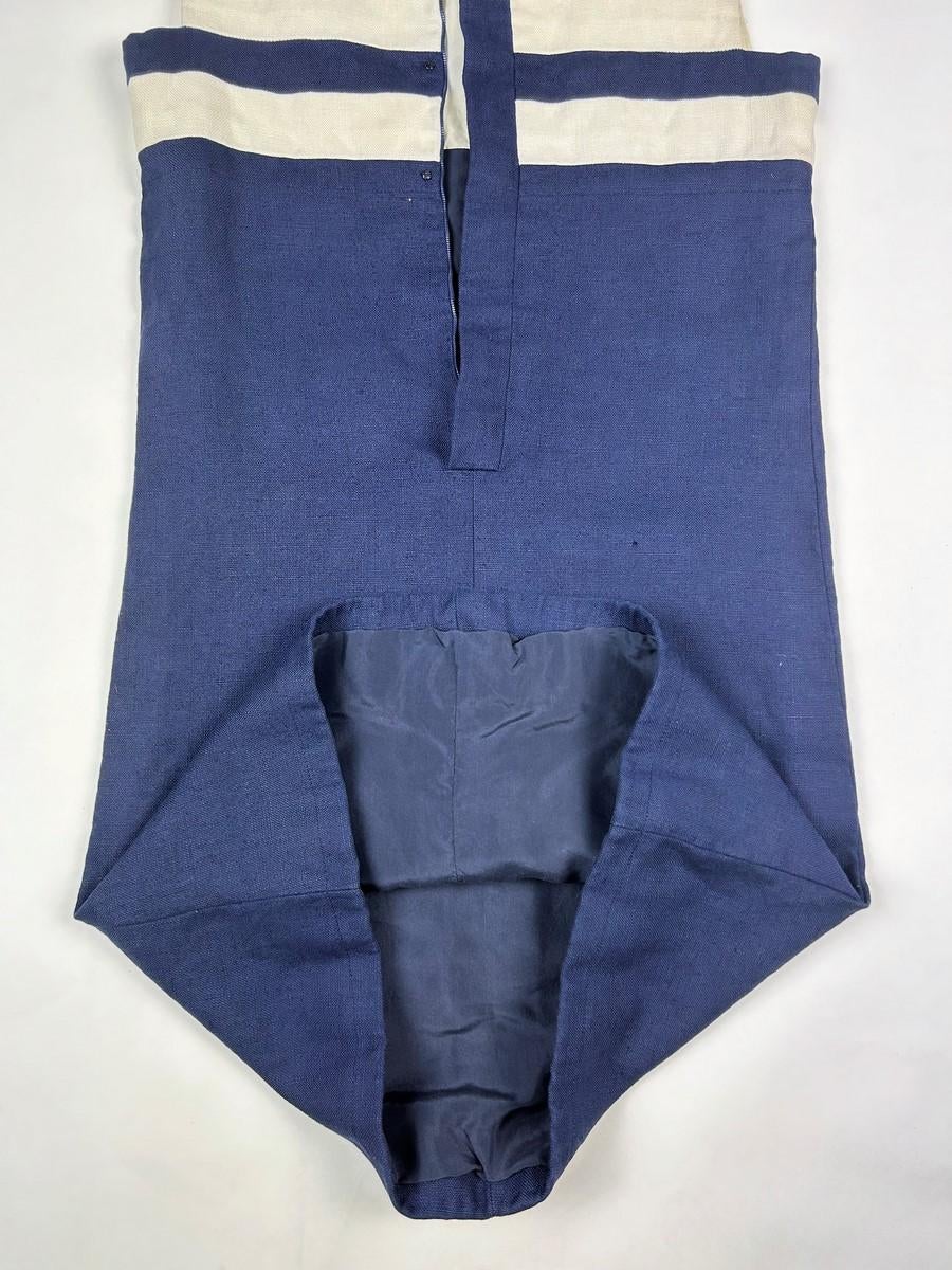Abito navy in lino di Yves Saint Laurent Couture numerato 011709 Circa 1966 in vendita 7