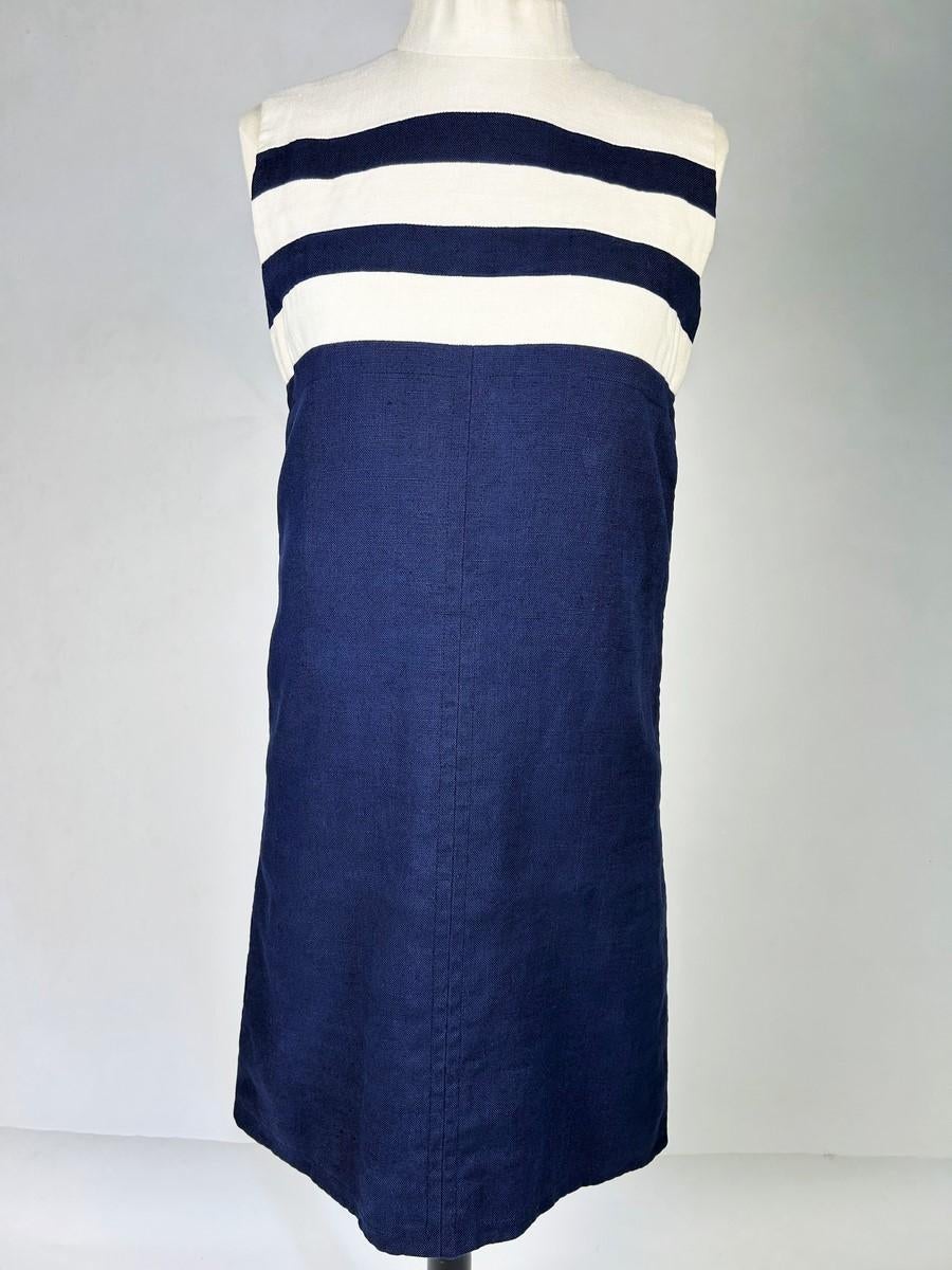 Abito navy in lino di Yves Saint Laurent Couture numerato 011709 Circa 1966 In condizioni buone in vendita a Toulon, FR