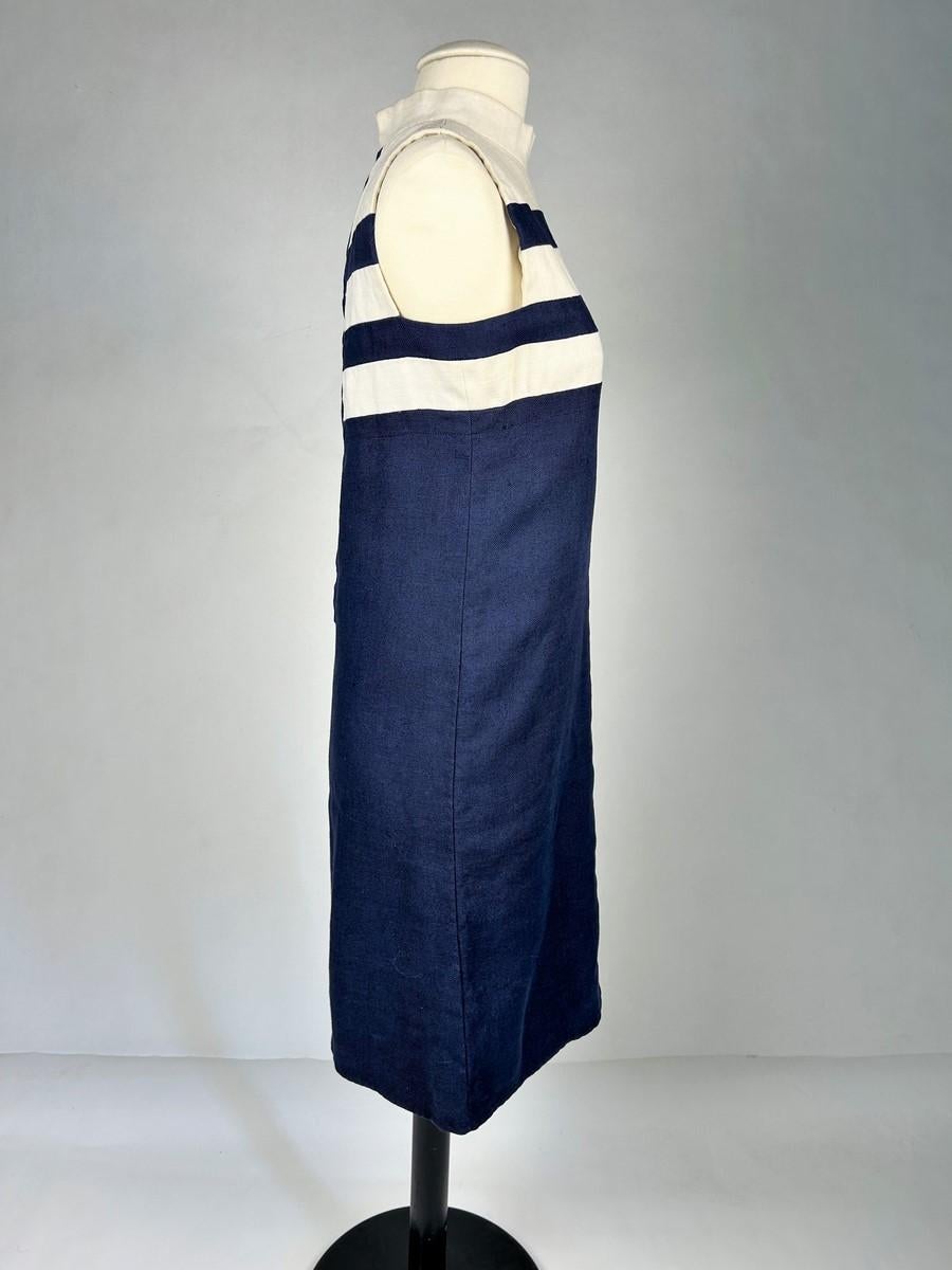 Abito navy in lino di Yves Saint Laurent Couture numerato 011709 Circa 1966 in vendita 1