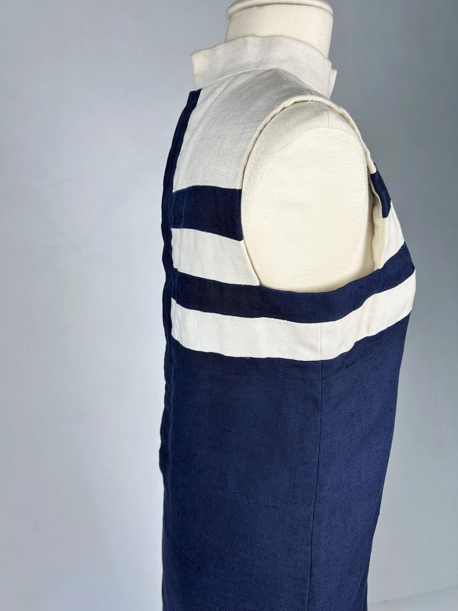 Abito navy in lino di Yves Saint Laurent Couture numerato 011709 Circa 1966 in vendita 2