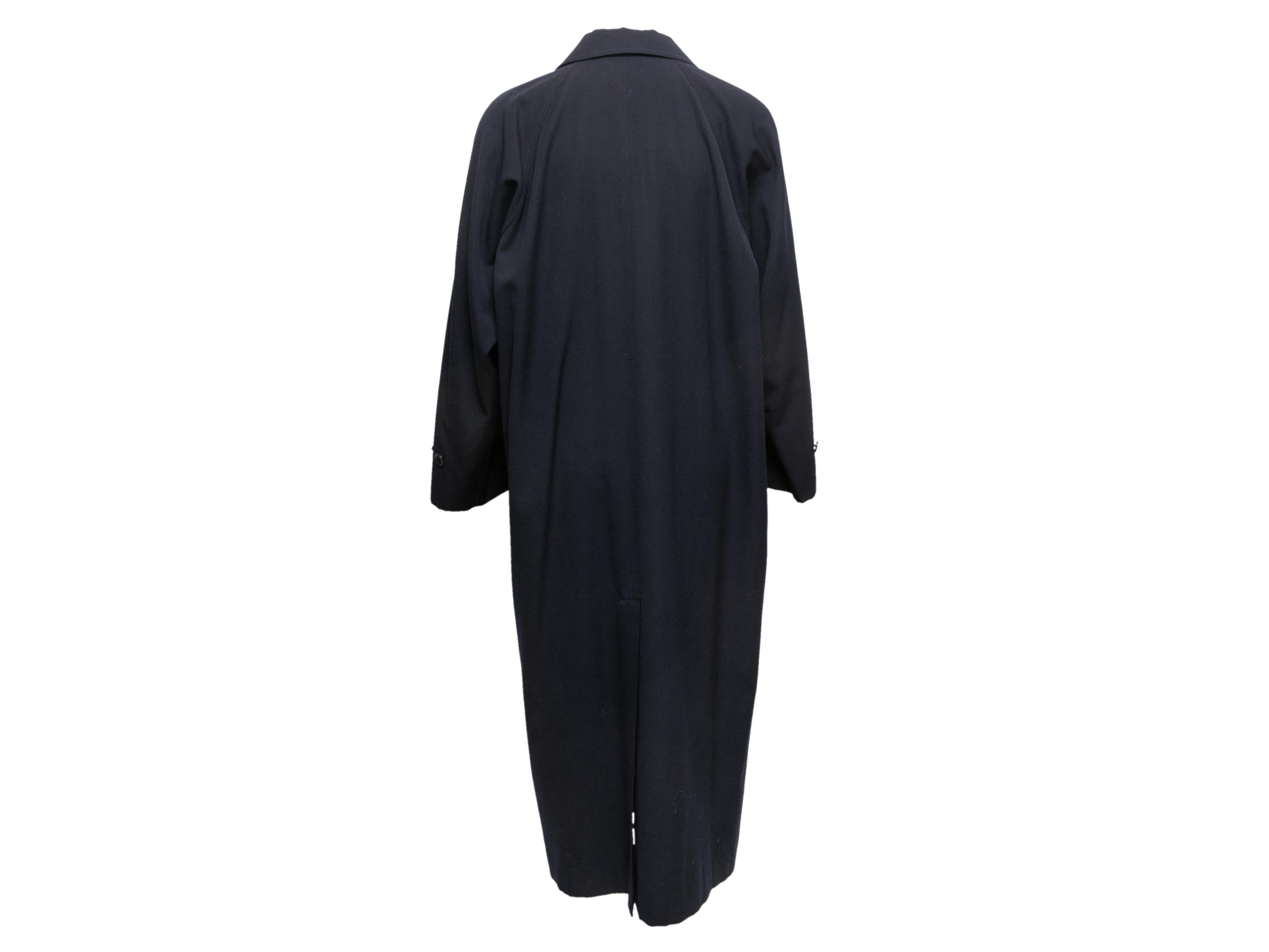Navy Fashion House Sanyo Long Wool Coat Size US 14 In Excellent Condition In New York, NY