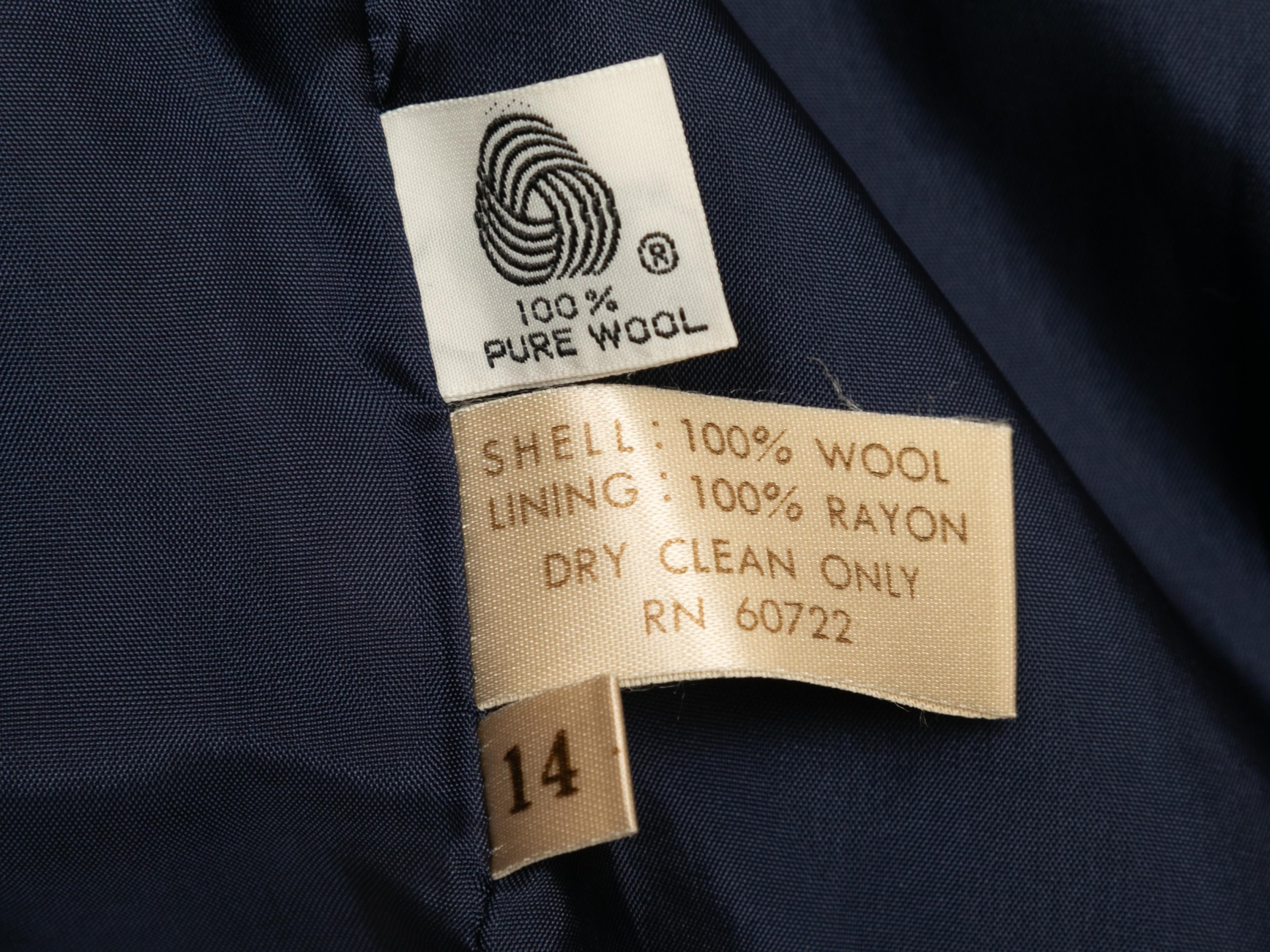 Navy Fashion House Sanyo Long Wool Coat Size US 14 2