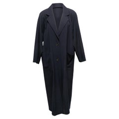 Marineblauer langer Sanyo-Wollmantel, Fashion House Sanyo, Größe US 14