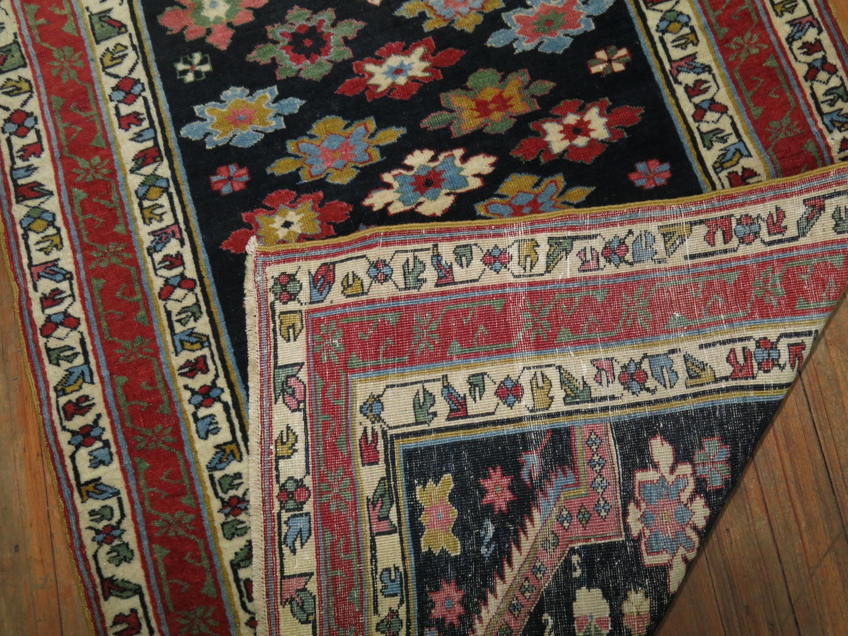 A geometric tribal-looking Caucasian Shirvan prayer rug from the late 19th century. 

Measures: 2'7” x 3'11”

Antique Caucasian rugs from the Shirvan district village are still considered one of the best decorative and collector type of rugs