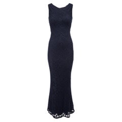 Alice + Olivia Navy Floral Lace Open Back Maxi Dress Size XS