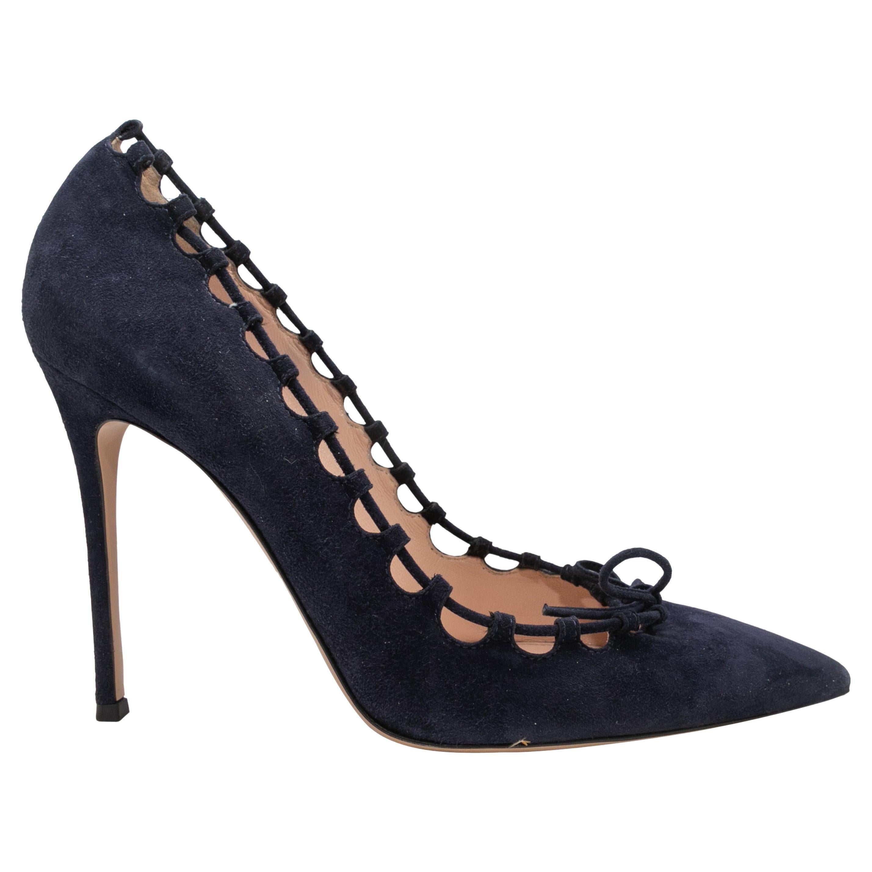 Gianvito Rossi escarpins à bout pointu en daim bleu marine, taille 42