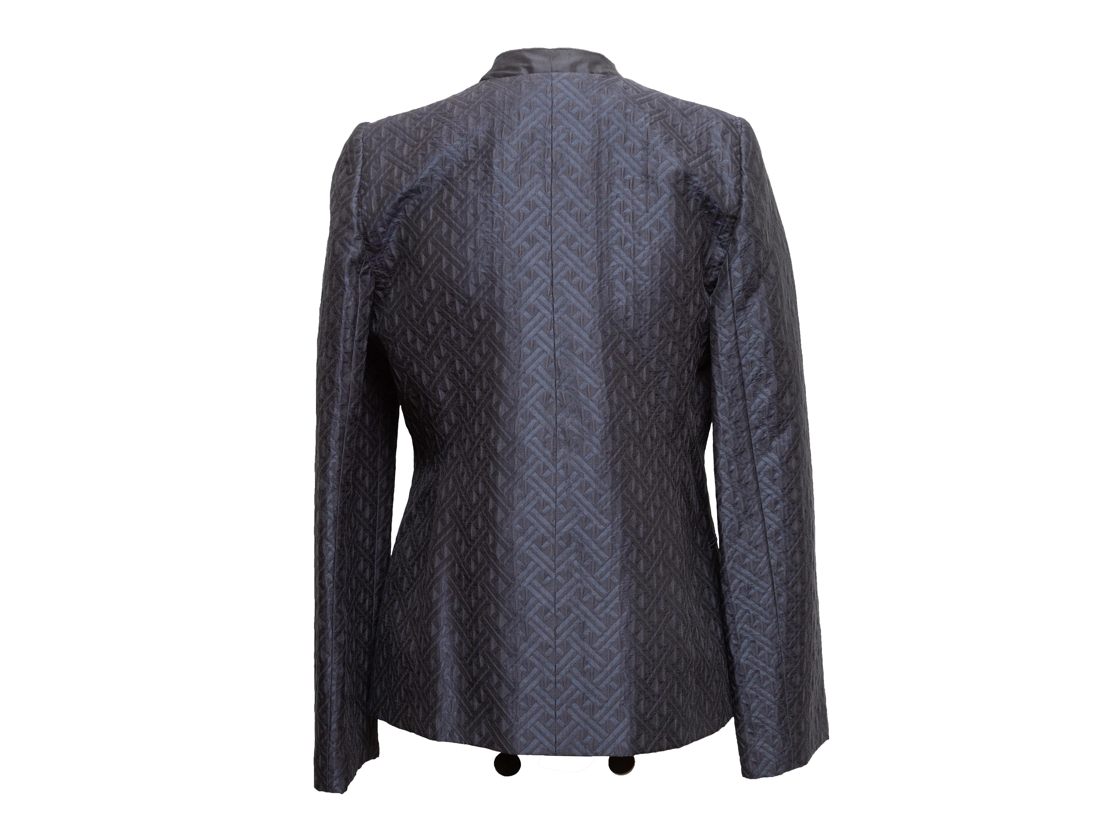 Marineblauer Giorgio Armani Jacquard-Einzelknopf-Blazer Größe IT 46 (Schwarz) im Angebot