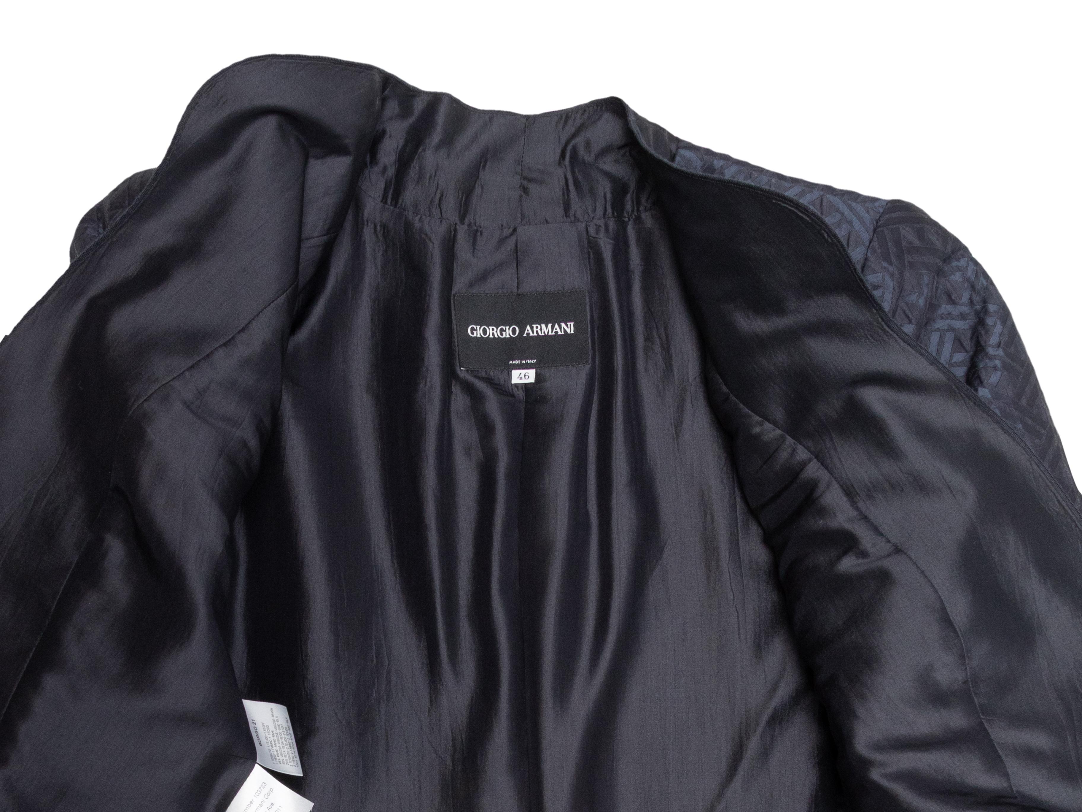 Marineblauer Giorgio Armani Jacquard-Einzelknopf-Blazer Größe IT 46 im Angebot 1