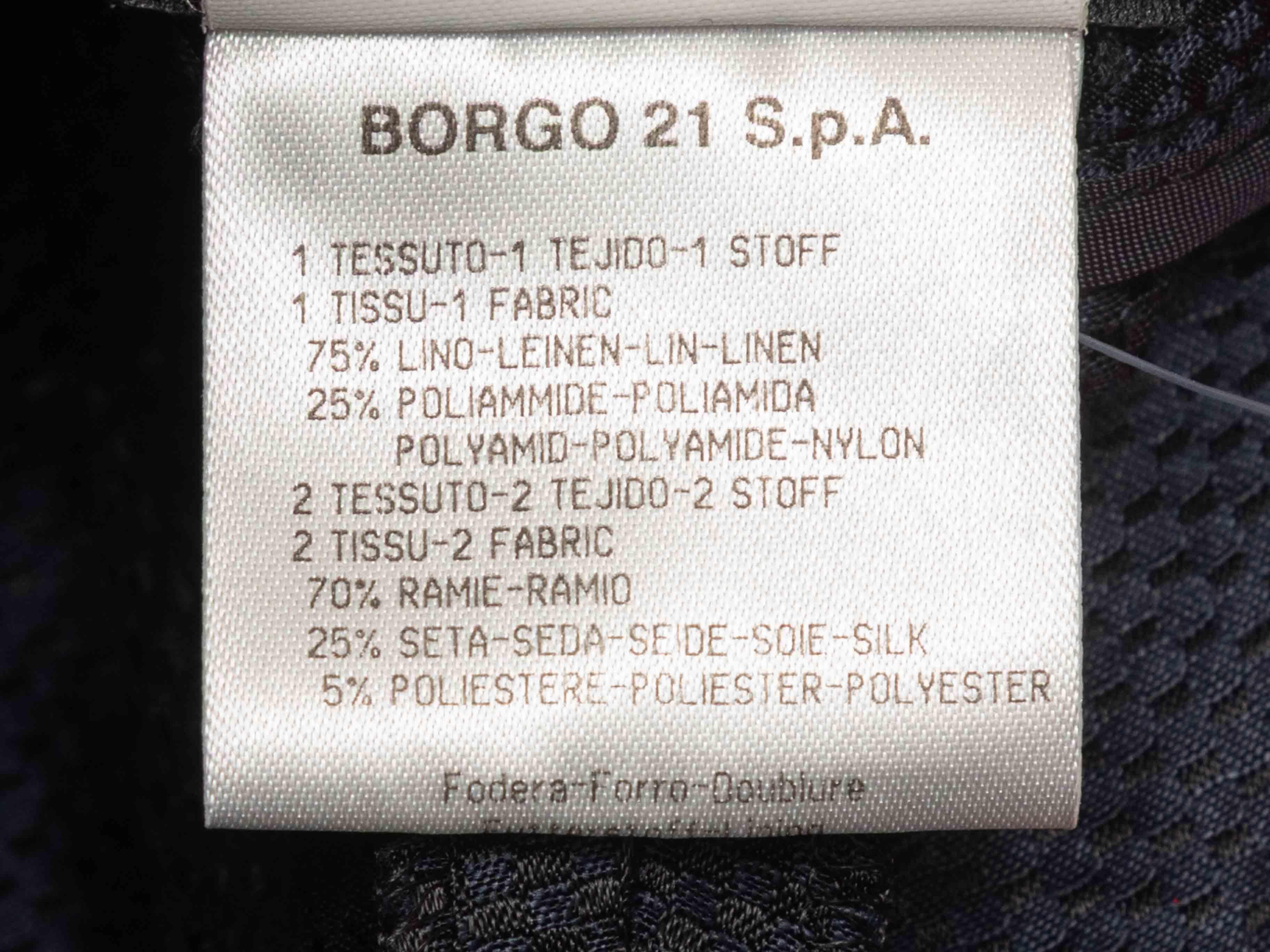 Donna Navy Giorgio Armani Linen-Blend Textured Trousers Size IT 46 in vendita