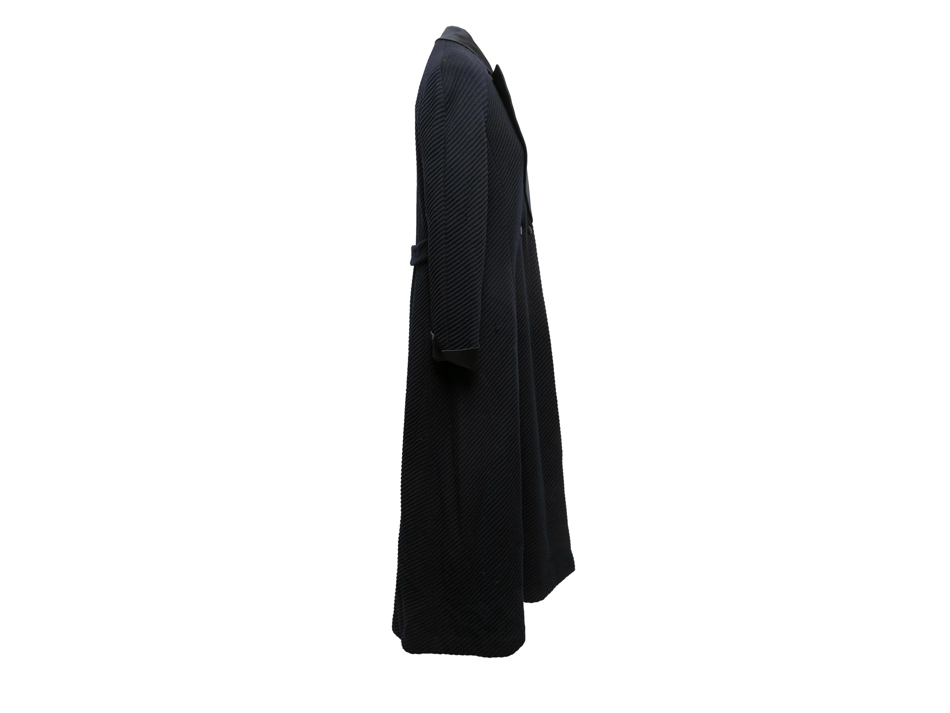 Navy Giorgio Armani Long Virgin Wool Coat Size US 14 In Good Condition For Sale In New York, NY