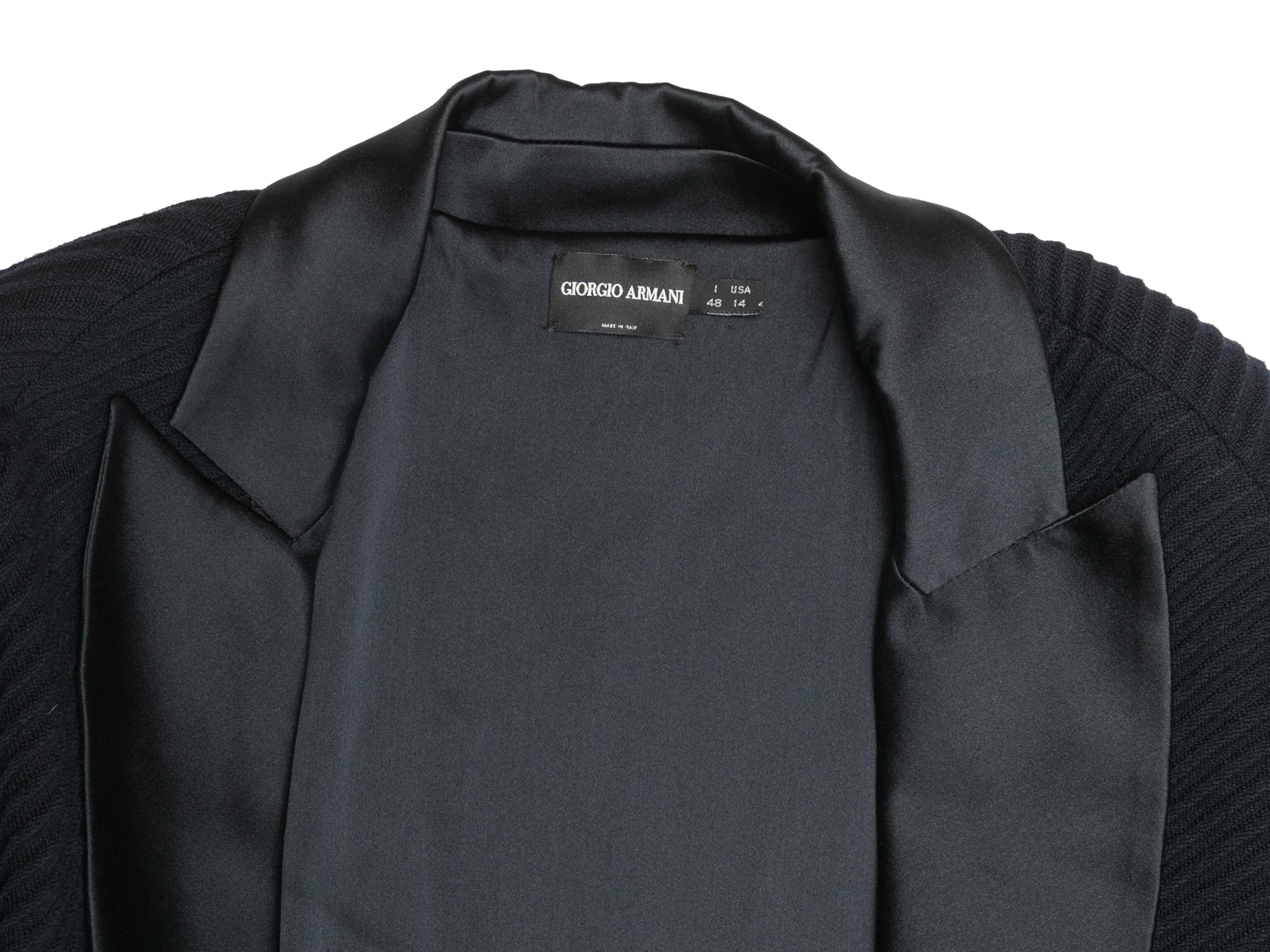 Navy Giorgio Armani Long Virgin Wool Coat Size US 14 For Sale 1