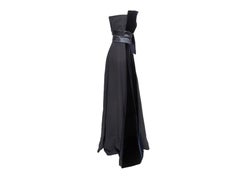 Navy Giorgio Armani Velvet & Silk Strapless Evening Gown Size IT 40