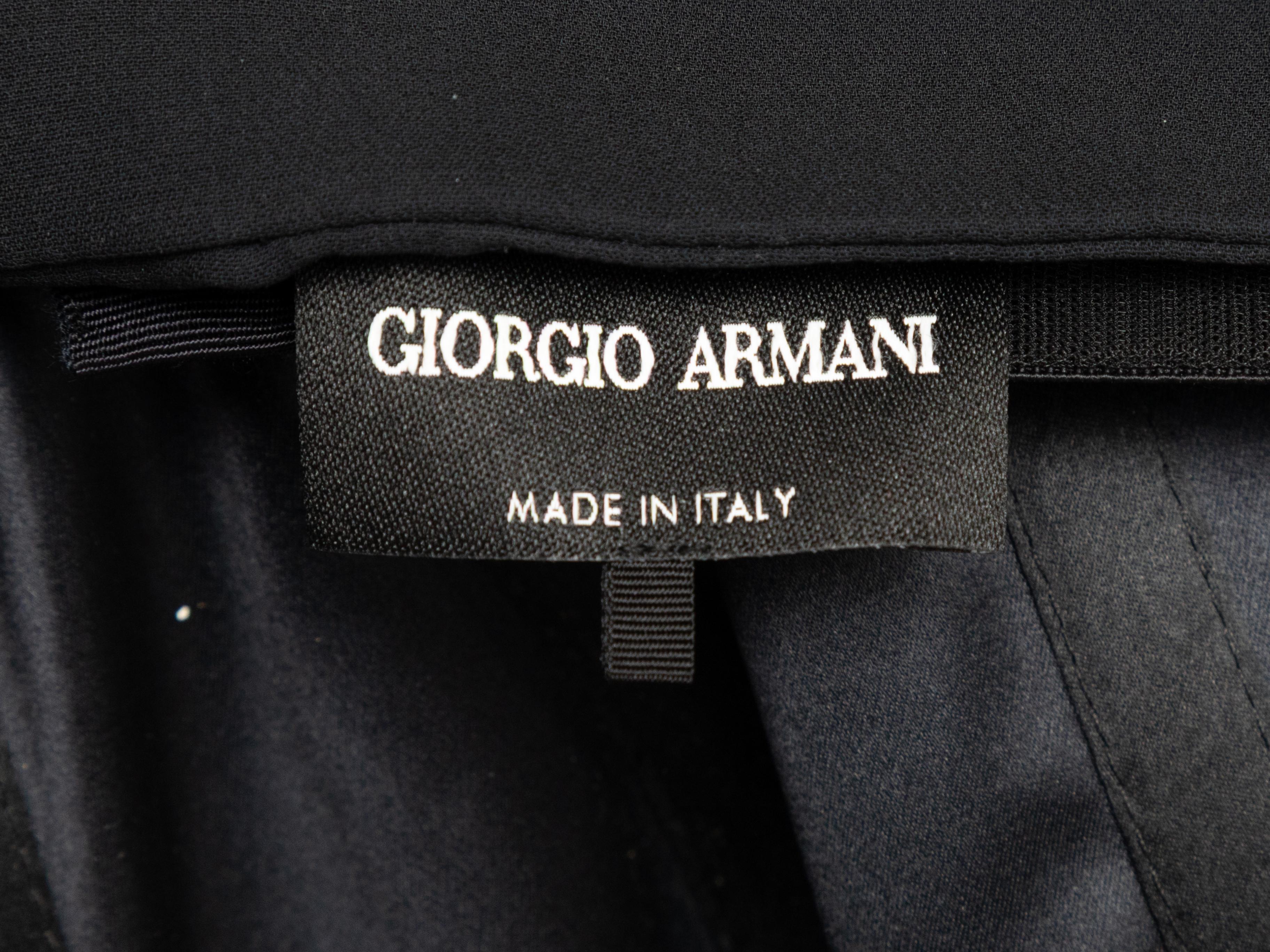 Robe de soirée sans bretelles en velours et soie Giorgio Armani marine Taille IT 40 Bon état - En vente à New York, NY