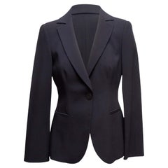 Navy Giorgio Armani Virgin Wool Single Button Blazer Size IT 40