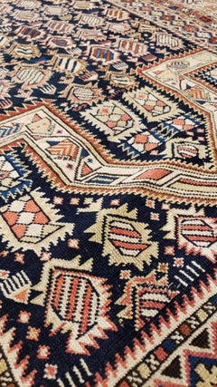 Navy Ground Antique Marasali Shirvan Prayer Rug, Hand Knotted, Wool Oriental Rug