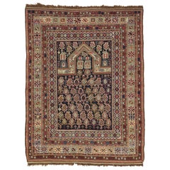 Navy Ground Antique Marasali Shirvan Prayer Rug, Hand Knotted, Wool Oriental Rug