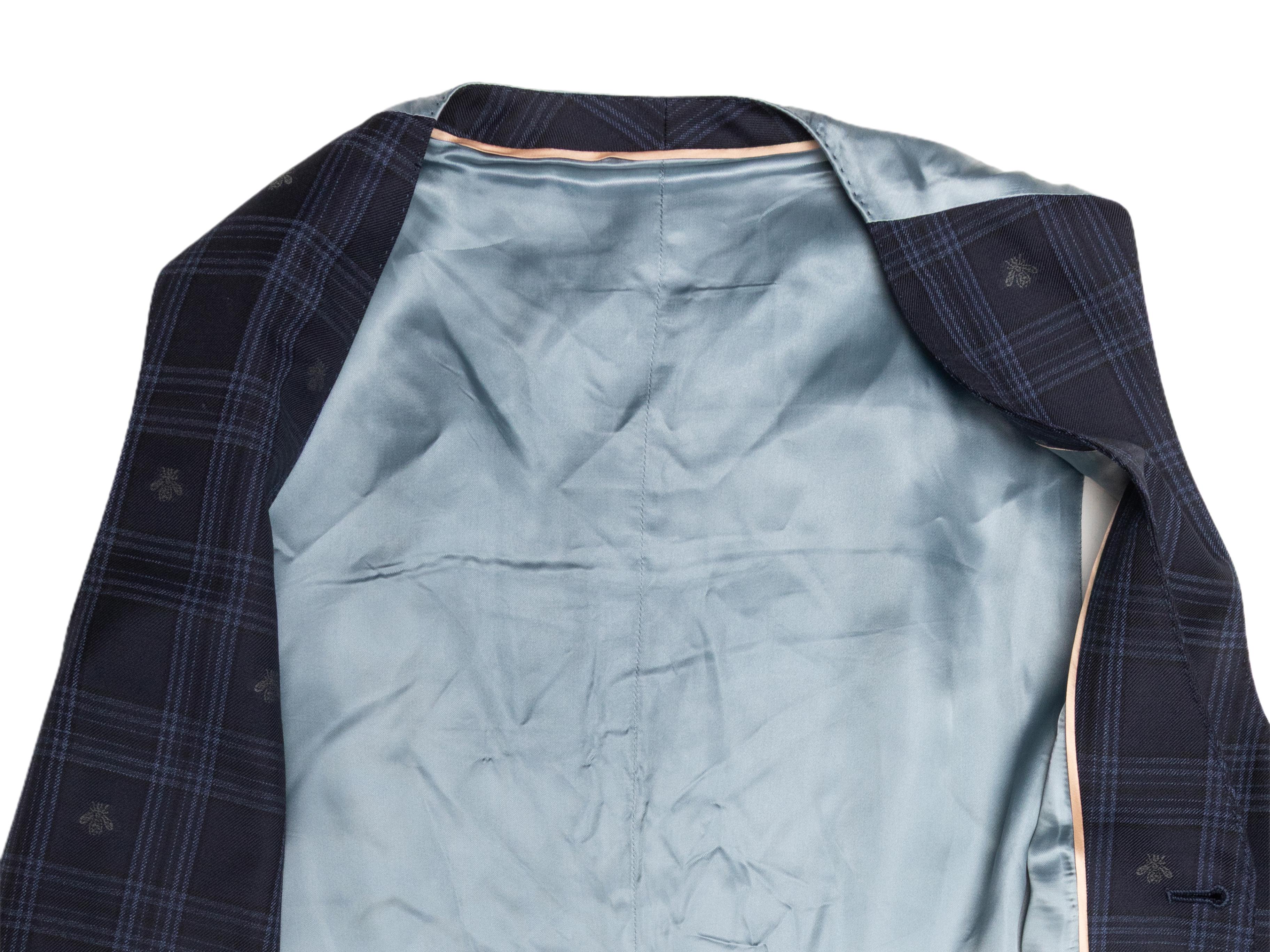 Gilet à motif d'abeilles en tissu écossais Gucci, bleu marine Taille IT 46 Bon état - En vente à New York, NY
