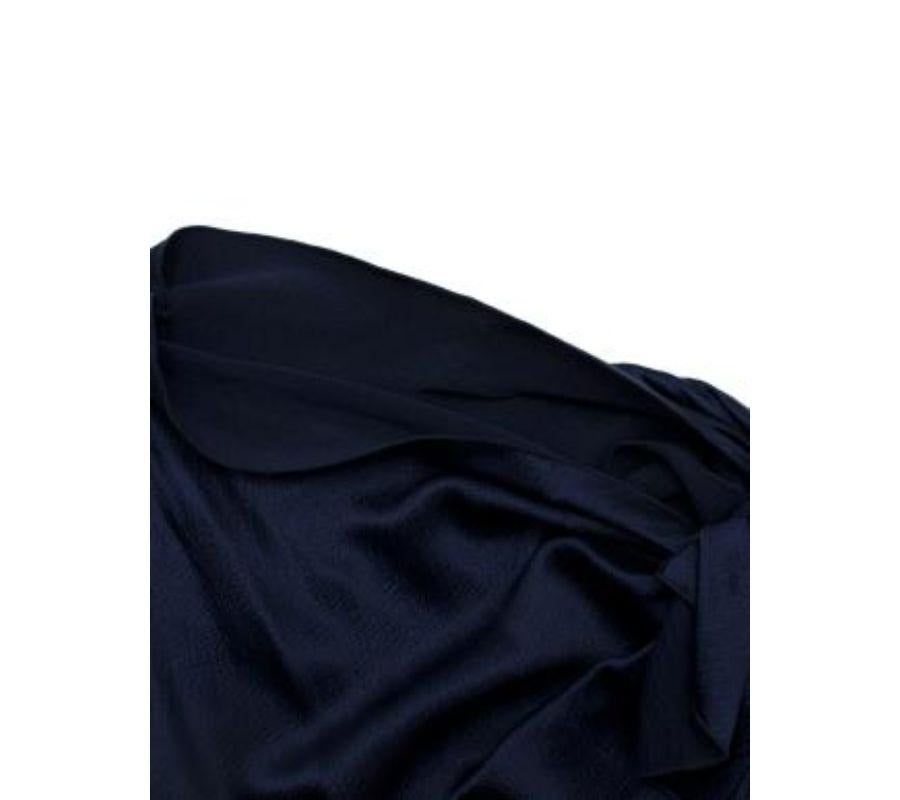 Roland Mouret Navy Hammered Silk-Satin Draped Gown - xs In Excellent Condition For Sale In London, GB