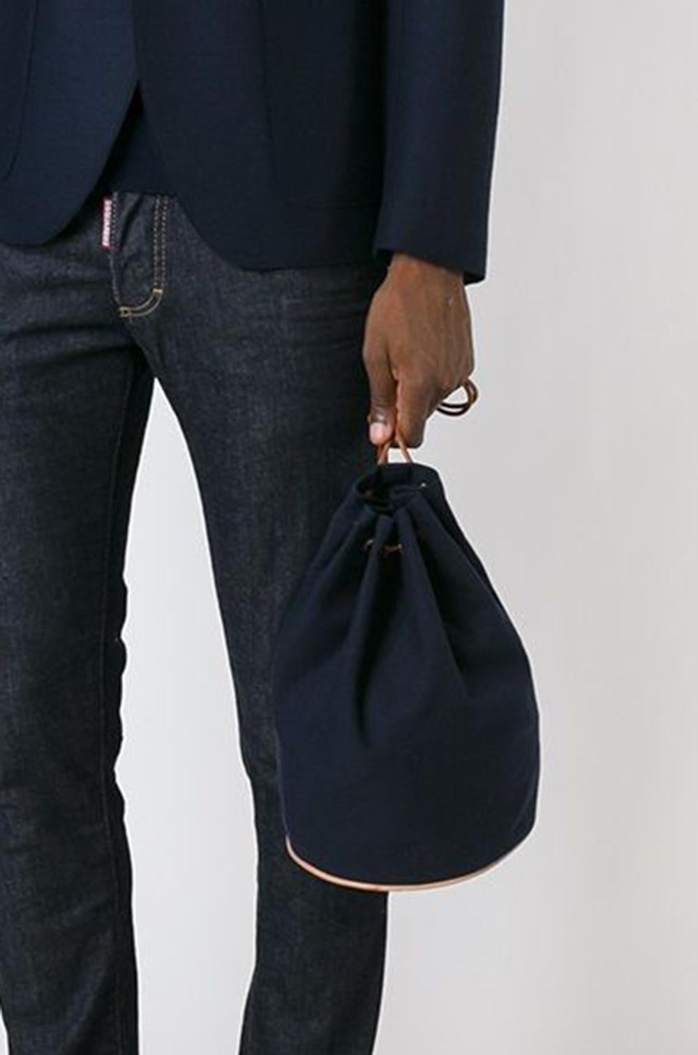 Black Navy Hermes Matelot cotton Tote Bag