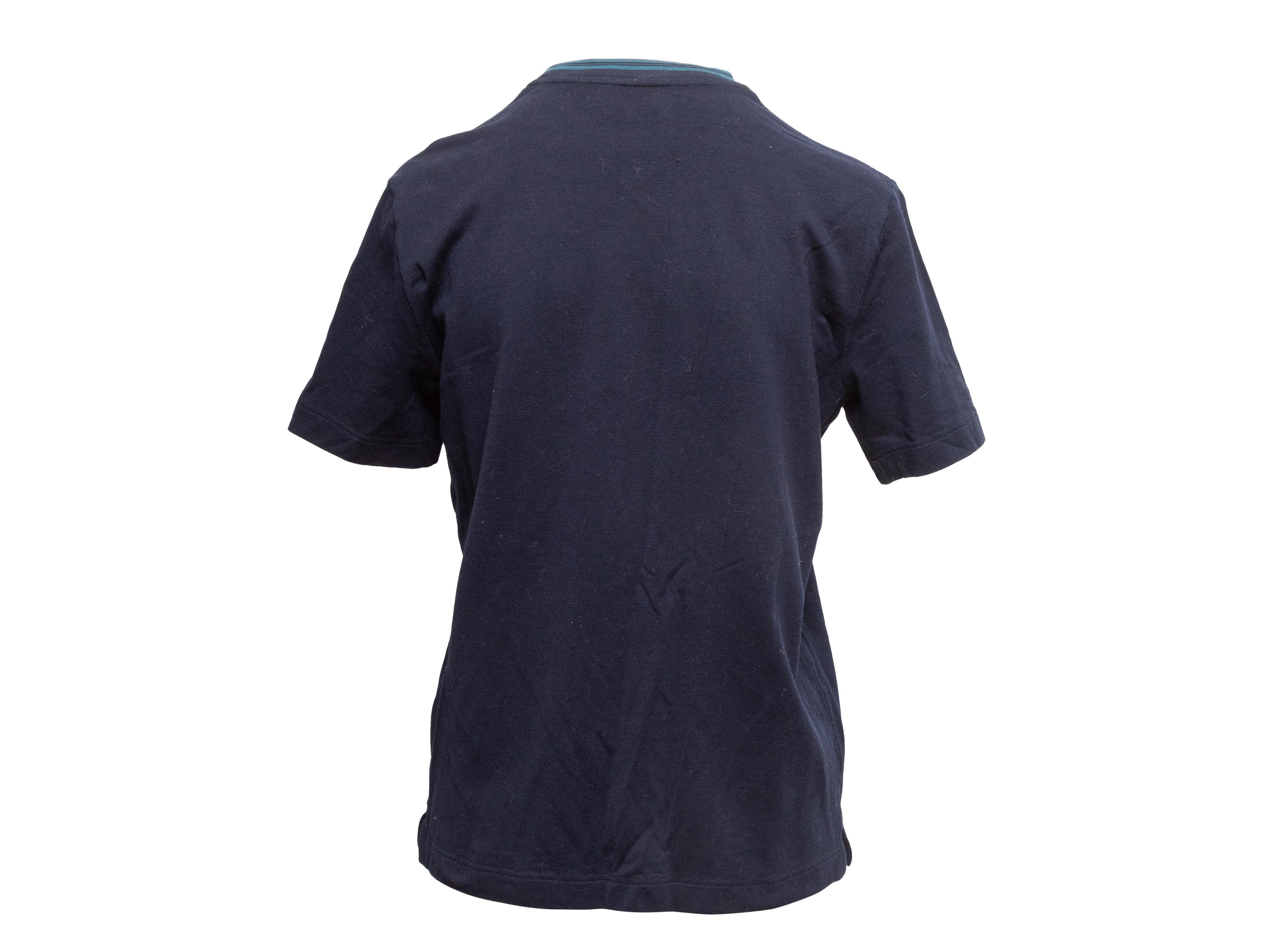 Navy Hermes Short Sleeve Pocket T-Shirt Size US S In Good Condition For Sale In New York, NY
