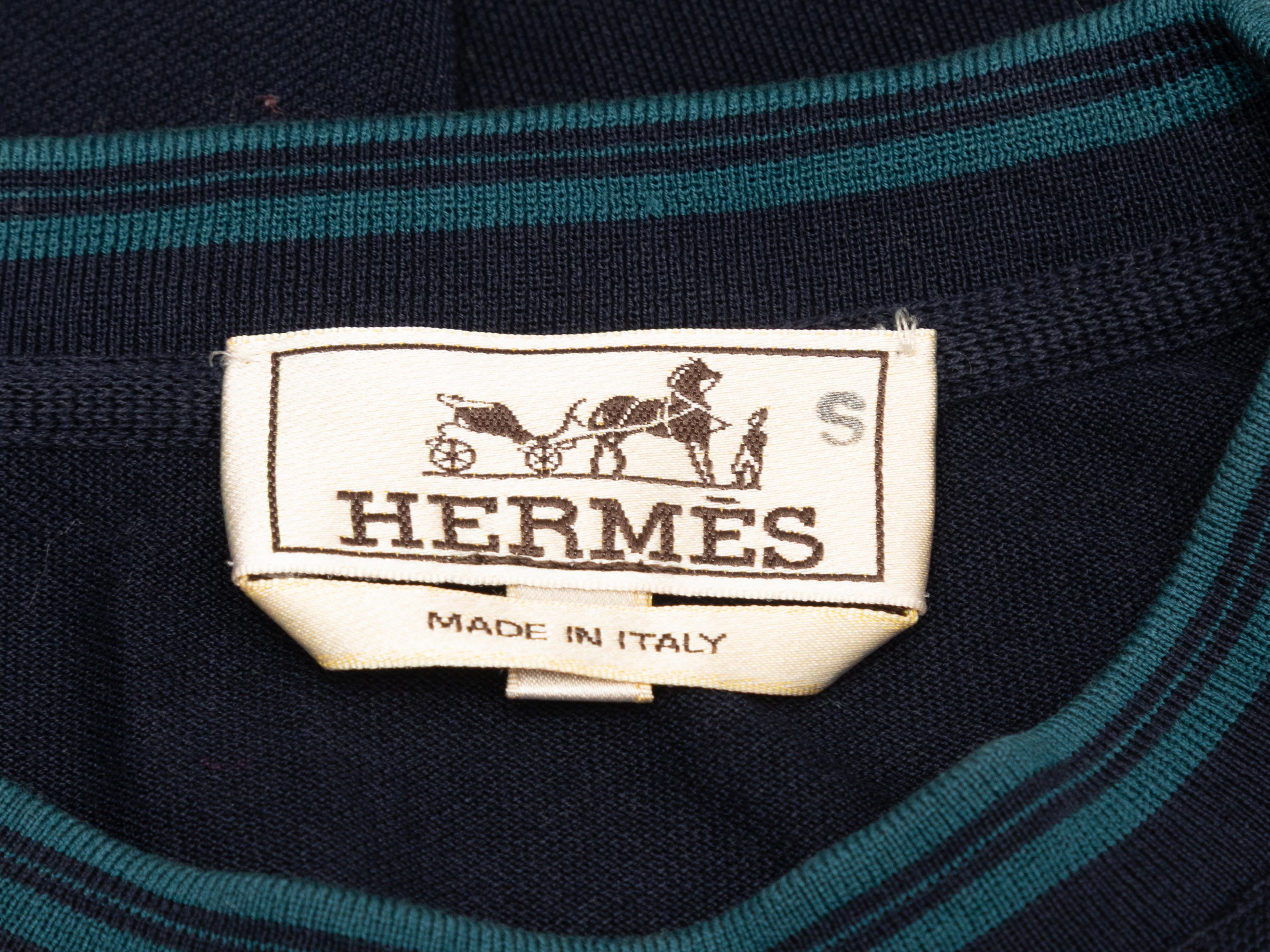 Women's Navy Hermes Short Sleeve Pocket T-Shirt Size US S For Sale