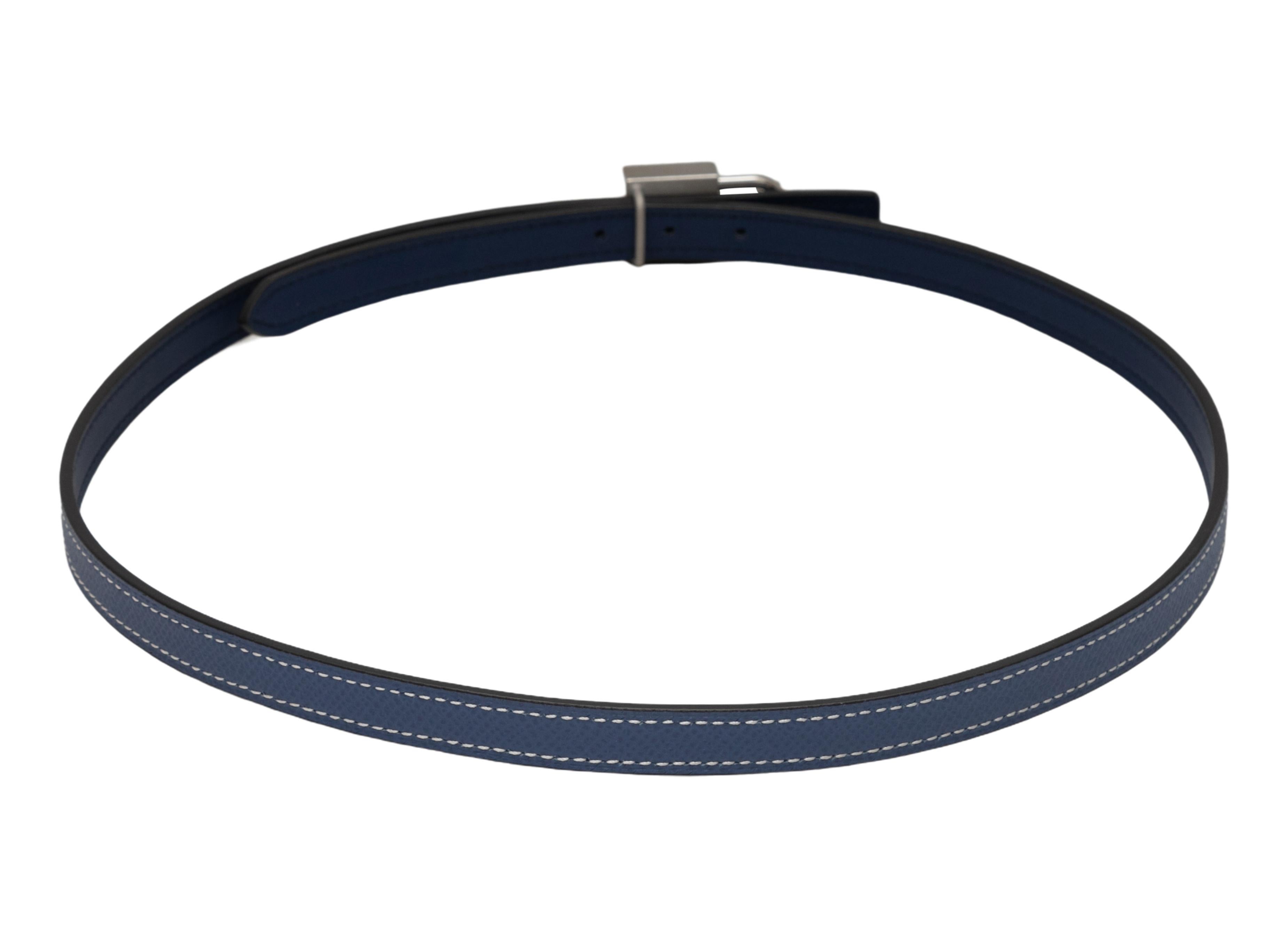 Black Navy Hermes Skinny Leather Belt For Sale