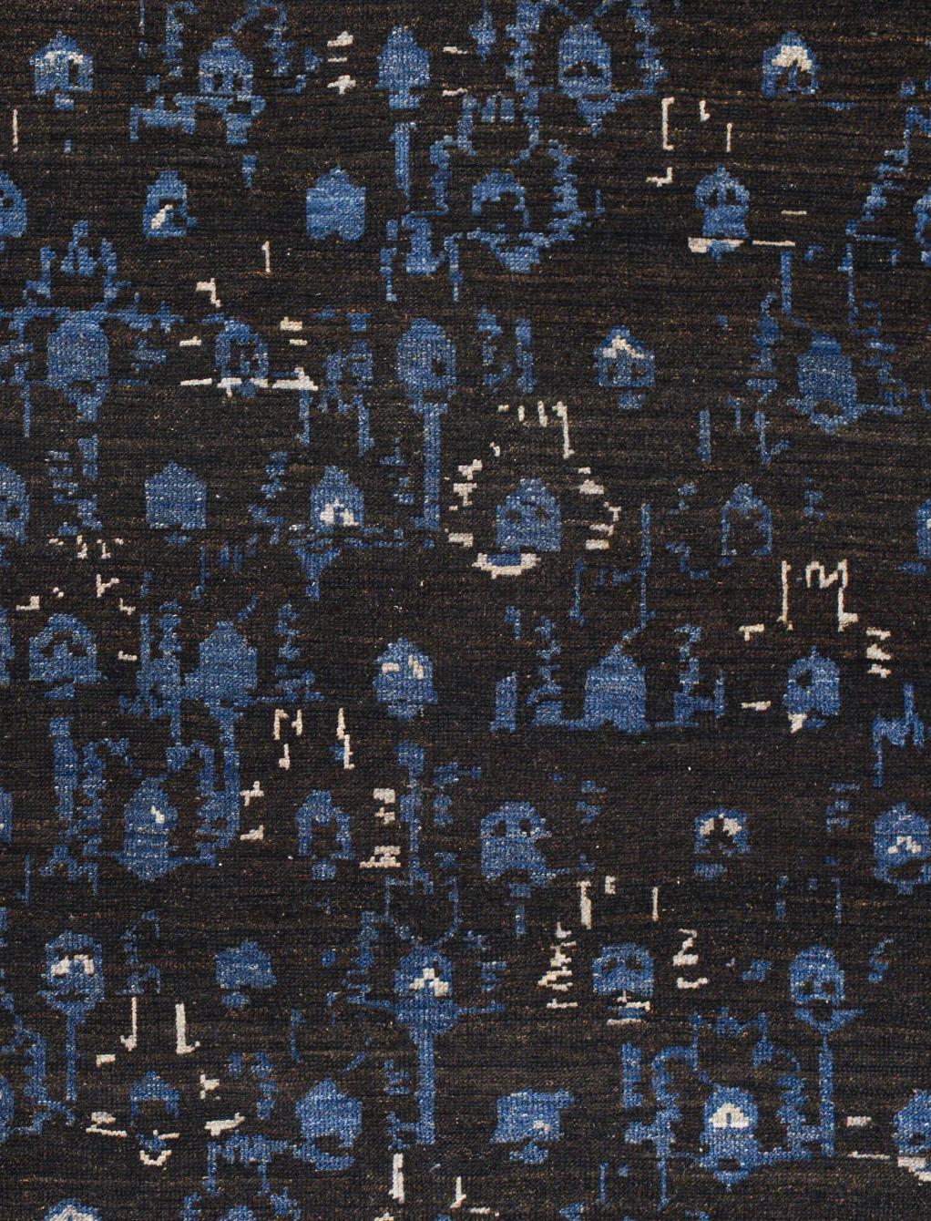 Marineblaue indische Wolle Hand geknüpft Teppich 8 ft 0 in x 9 ft 9 in im Angebot 1