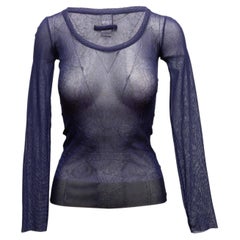 Navy Jean Paul Gaultier Soleil Mesh Long Sleeve Top