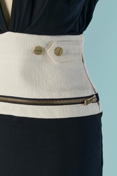 Navy jersey and off-white crêpe inset ALEXANDRE VAUTHIER