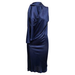 Navy John Galliano Sleeveless Cowl Neck Dress