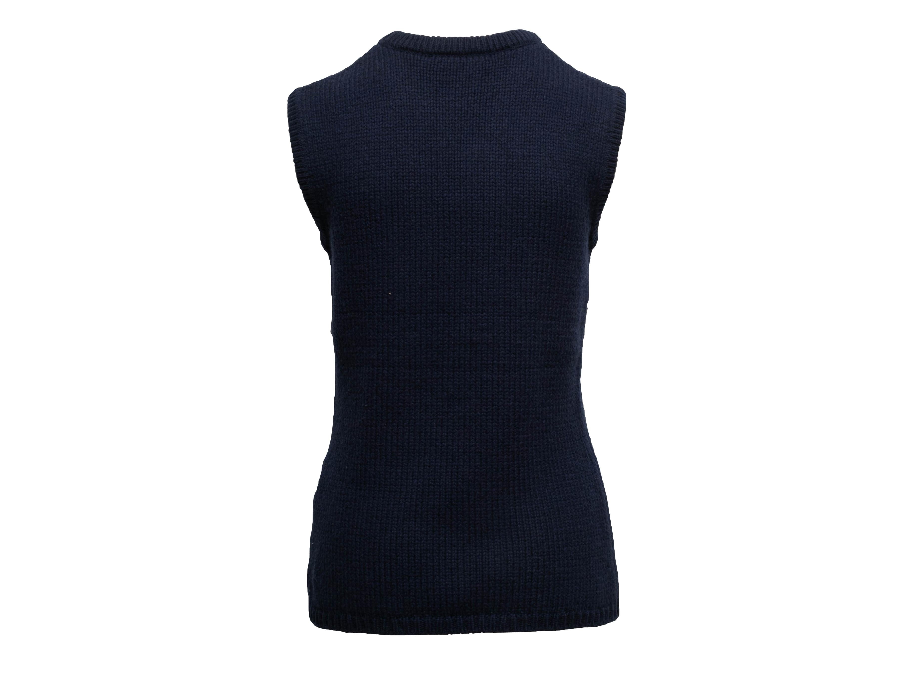 Women's or Men's Navy JW Anderson Wool-Blend Mirror-Accented Knit Top Size US L For Sale