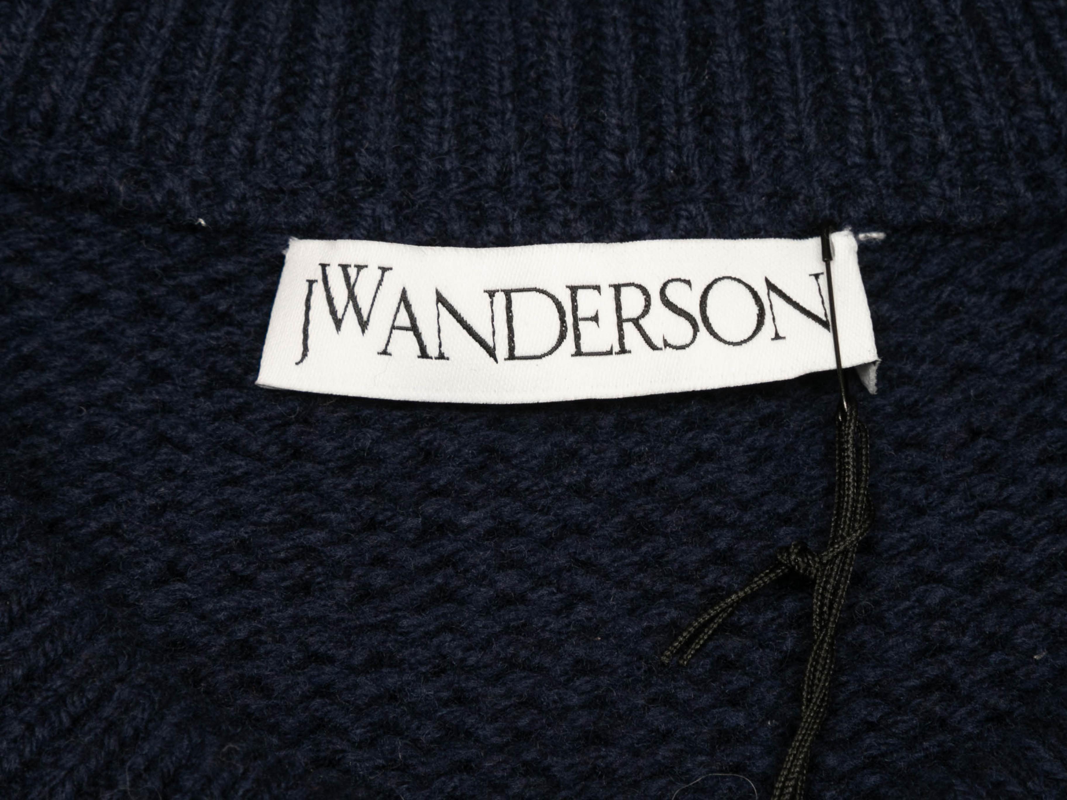 Navy JW Anderson Wool-Blend Mirror-Accented Knit Top Size US L For Sale 1