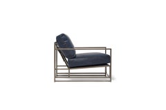 Navy Leather and Antique Nickel Armchair
