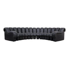 Marineblaues Leder-Sofa DS600 „ Non-Stop“ von Sede