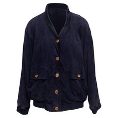 Marineblaue Loewe-Bomberjacke aus Wildleder