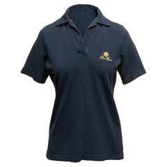 Marineblaues Loro Piana Kurzarm-Polohemd mit kurzen Ärmeln Größe IT 40