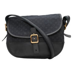 Used Navy Louis Vuitton Mini Lin Canvas &amp; Leather Crossbody Bag