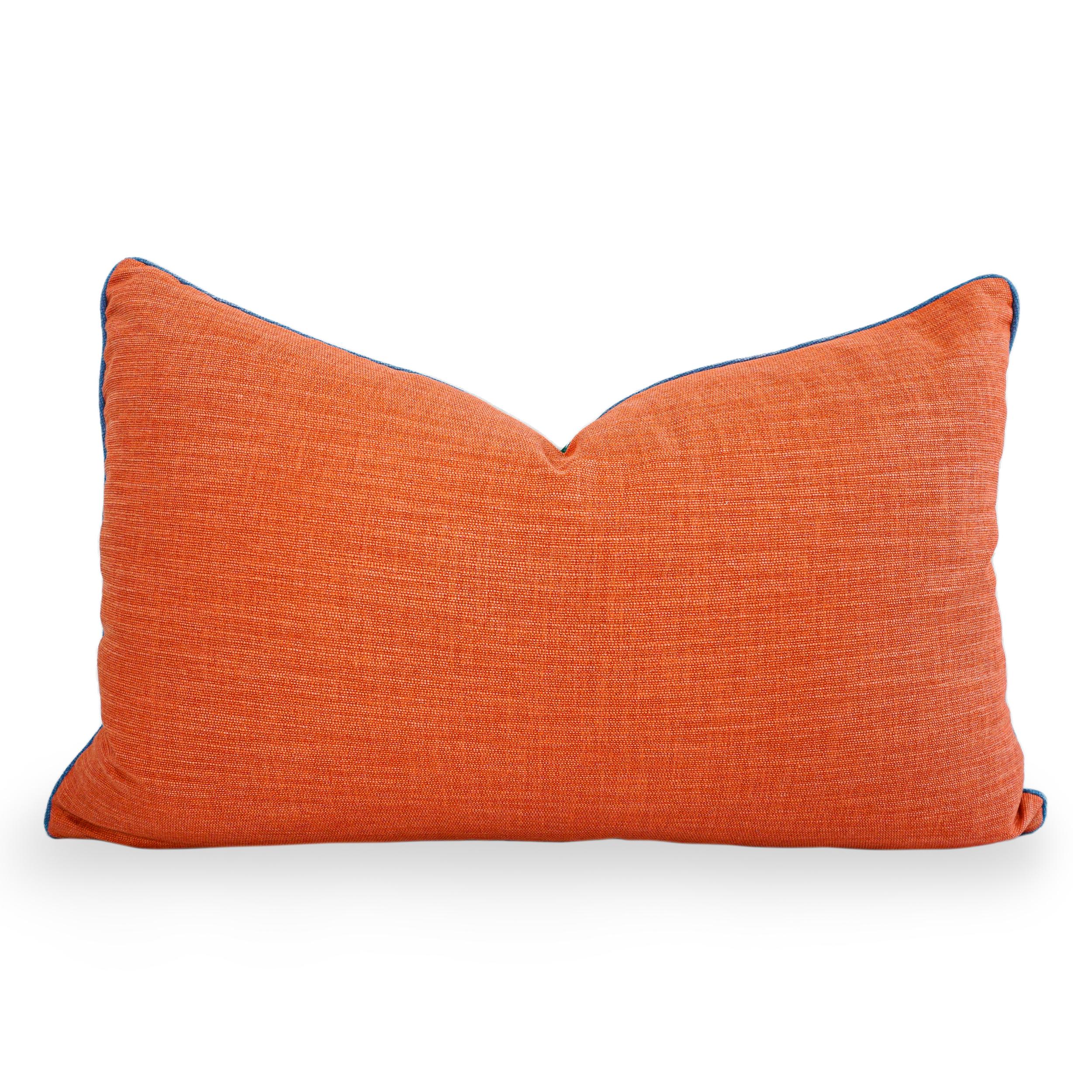 Modern Navy Lumbar Pillow with Fluorescent Embroidery For Sale