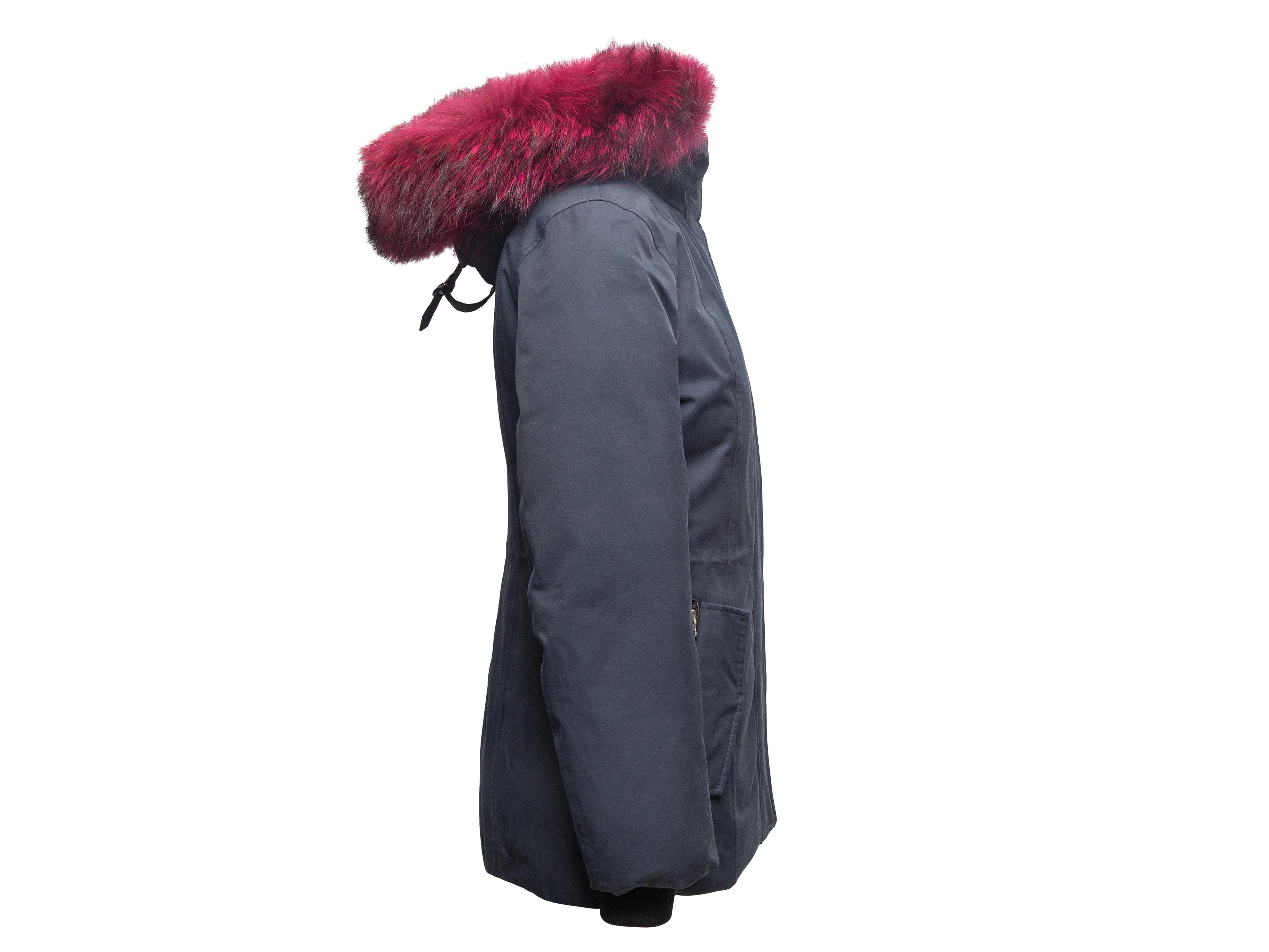 Nero Mackage Navy Cappotto in piuma d'oca con cappuccio taglia US XS in vendita